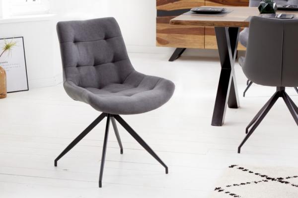Dizajnová stolička DIVANI svetlo šedá, kovový rám čierny v retro štýle
