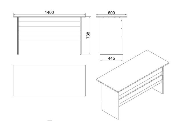 Dizajnový pracovný stôl VARIO 140 cm, MDF, biely