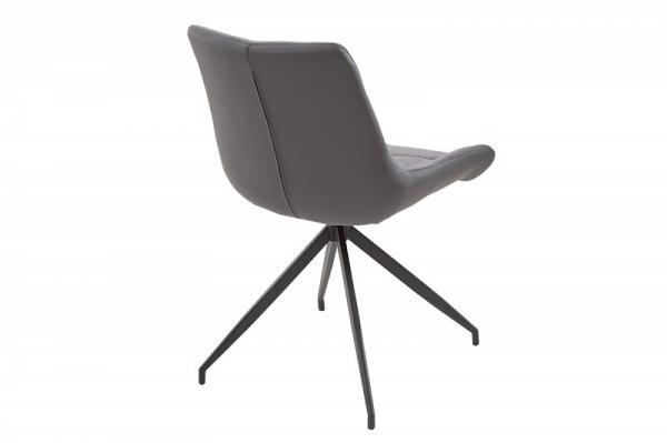 Dizajnová stolička DIVANI svetlo šedá, kovový rám čierny v retro štýle