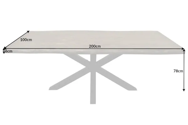 Masívny jedálenský stôl MAMMUT 200 cm, šedý, akácia