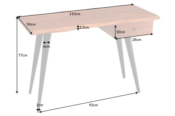 Masívny písací stôl WILD 110 cm, akácia, prírodný
