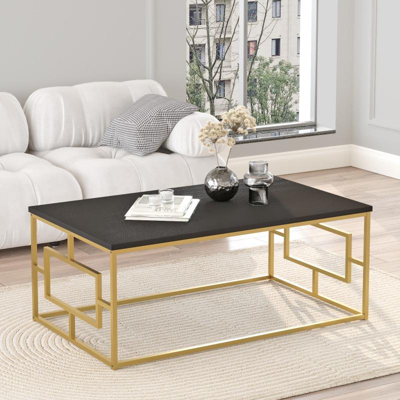 Elegantný konferenčný stolík ELEGANCE 100 cm, čierny, zlatý