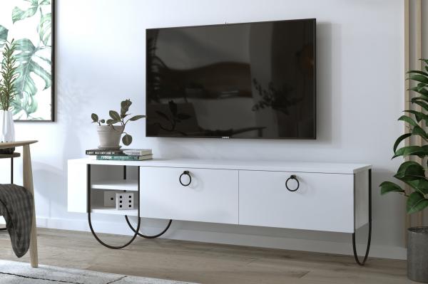 Dizajnový TV stolík NORFOLK 150 cm, MDF, biely
