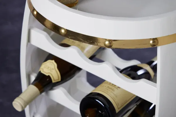 Dizajnový stojan na víno BODEGA WHITE 65 cm, borovica, kov, na 14 fliaš