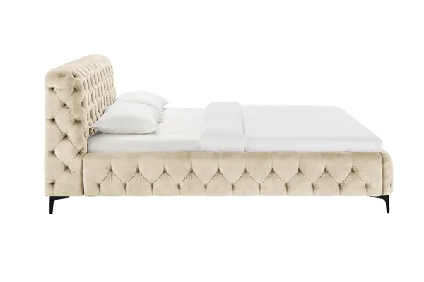 Elegantná manželská posteľ MODERN BAROQUE 180x200 cm, šampanská, zamat
