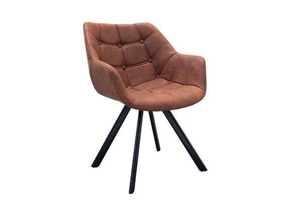 Dizajnová stolička THE DUTCH COMFORT s ozdobným prešívaním starožitná hnedá
