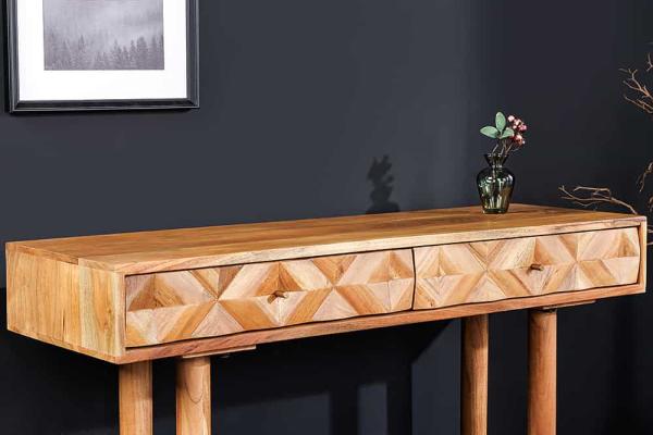 Retro konzolový stôl z masívneho dreva ALPINE 105 cm, akácia, prírodná