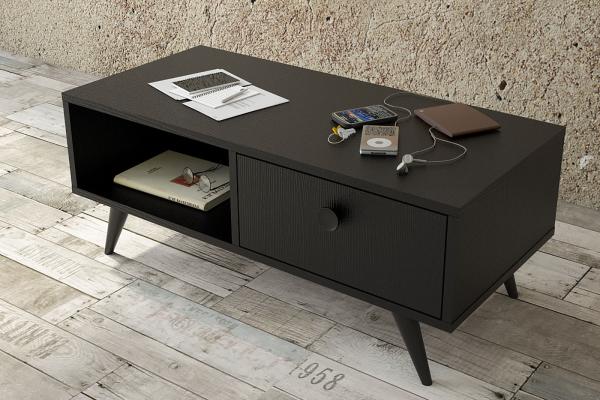 Retro konferenčný stolík SCANDINAVIA 96 cm, MDF, čierny