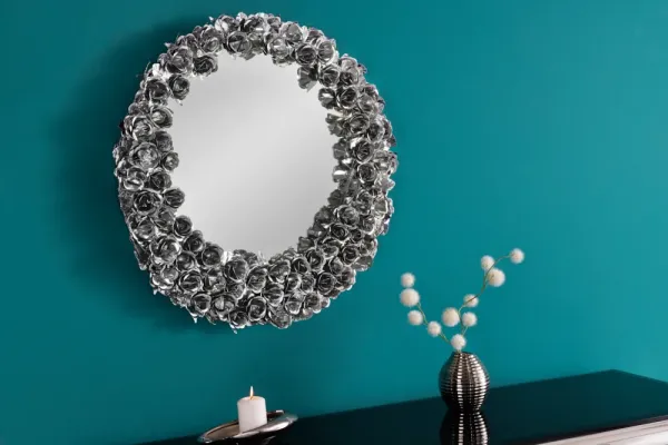 Dekoratívne nástenné zrkadlo ROSES 60 cm, strieborné