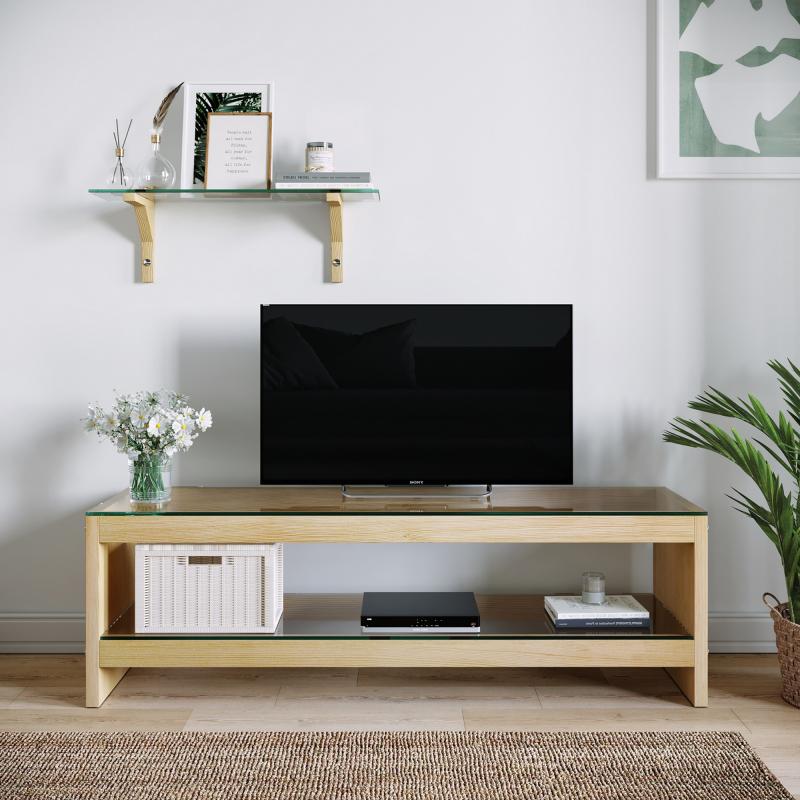 Masívny TV stolík SUPRE 140 cm, borovica, prírodný