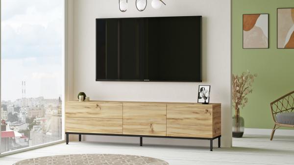 Elegantný TV stolík LUVIO 170 cm, MDF, svetlohnedý
