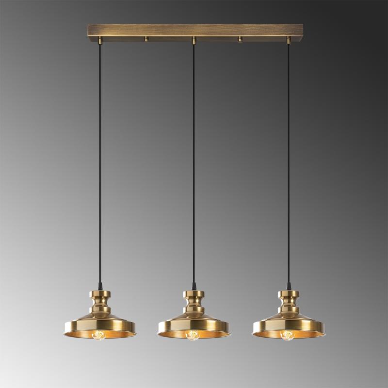 Dizajnové vintage 3-svietidlo BERSTE 22 cm, matné zlaté