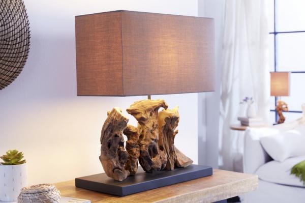 Dizajnová stolová lampa ARAGON 50 cm hnedá z naplaveného dreva
