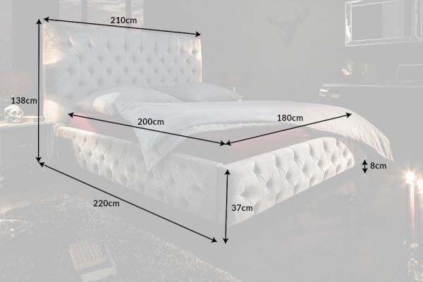 Elegantná manželská posteľ PARIS 180x200 cm šedý zamat v prevedení Chesterfield
