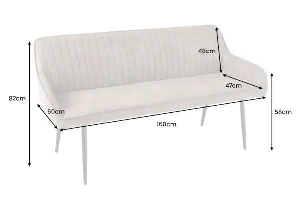 Dizajnová lavica TURIN vintage 160 cm, taupe, mikrovlákno