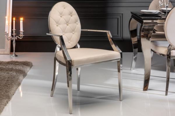 Elegantná stolička MODERN BAROQUE zamat, béžová