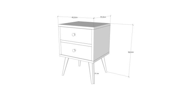 Dizajnový stolík MALMO 55 cm, MDF, orechová dýha