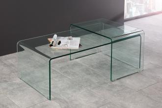 Vysoko kvalitná sada 2 sklenených konferenčných stolíkov FANTOME 100 cm transparentná