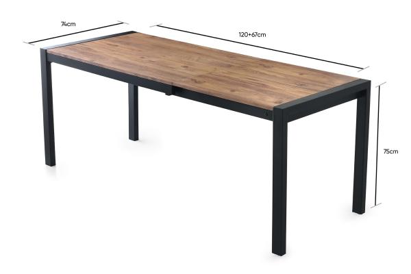 Rozkladací jedálenský stôl SILVA 120-187 cm, MDF, hnedý