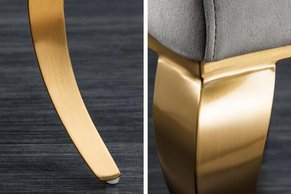 Elegantná stolička MODERN BAROQUE šedá, zlatá,  zamat, nerezová oceľ