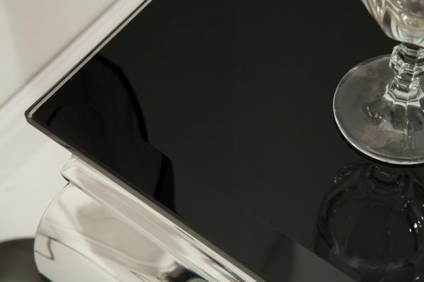 Elegantný konzolový stolík MODERN BAROQUE 150 cm čierny, opálové sklo