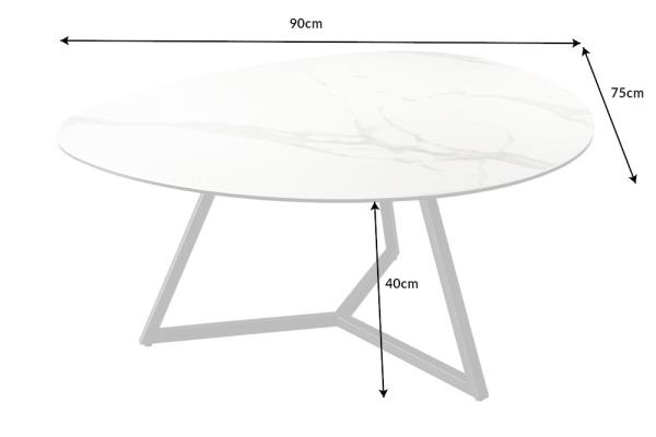 Moderný konferenčný stolík MARVELOUS 90 cm, biely mramor, talianská keramika