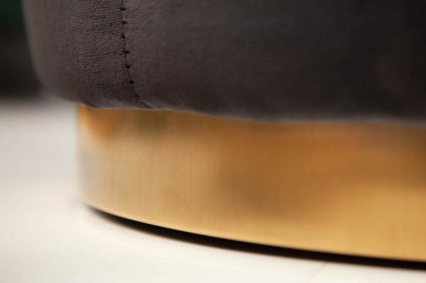 Elegantná taburetka MODERN BAROQUE CHESTERFIELD 36 cm zamat, čierna, zlatá