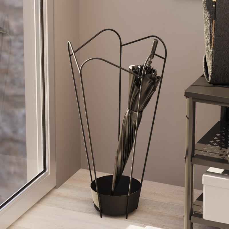 Elegantný držiak na dáždnik GED 60 cm, kov, čierny