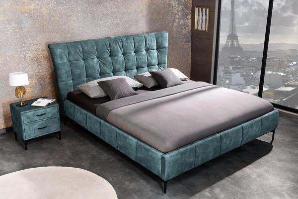Dizajnová manželská posteľ BOUTIQUE 160x200 cm, petrolejová, zamat