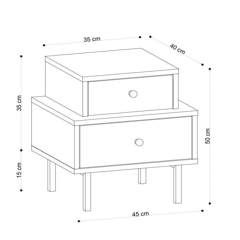 Elegantný nočný stolík NADIA 50 cm, MDF, dubová dýha