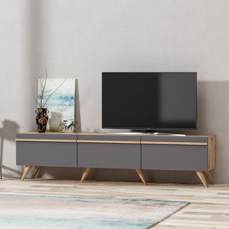 Dizajnový TV stolík AMSTERDAM 180 cm, MDF, antracit
