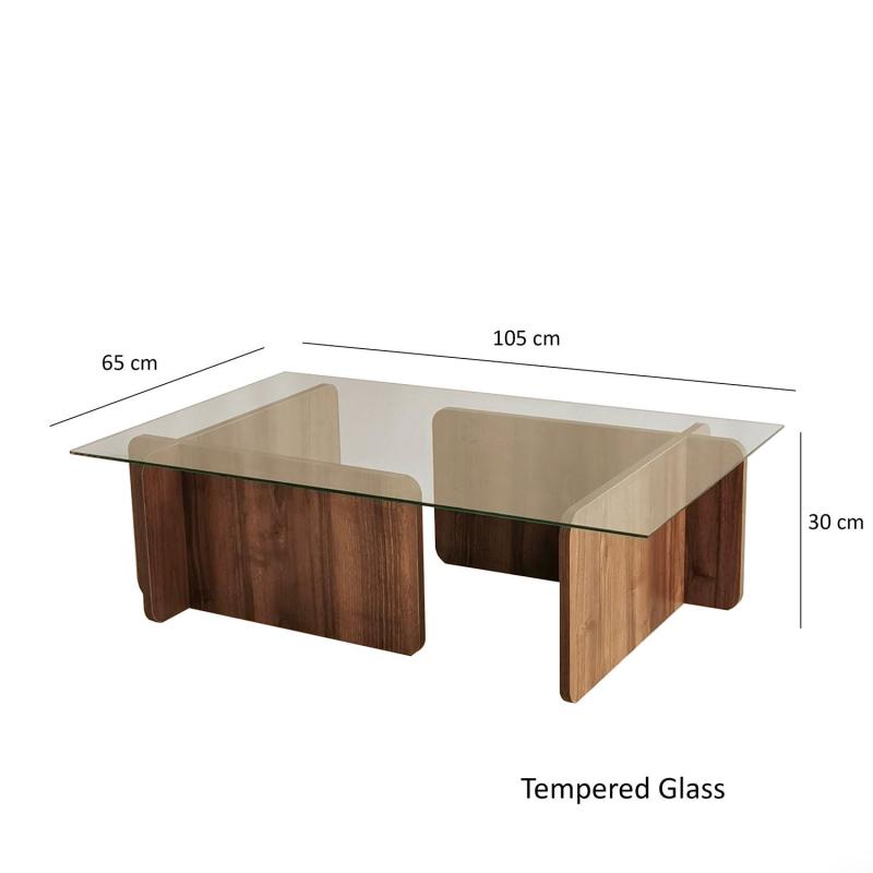 Dizajnový konferenčný stolík ESCAPE 105 cm, MDF, hnedý