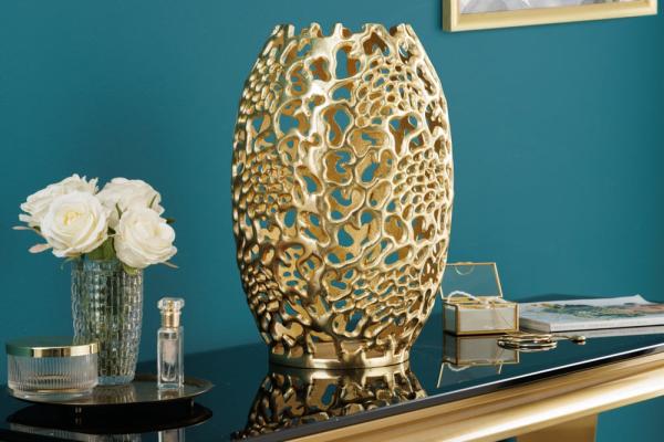 Filigránska váza ABSTRACT LEAF 40 cm, zlatá