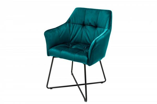 Exkluzívna dizajnová stolička LOFT vintage tyrkysová, zamat