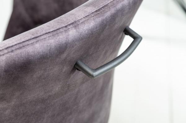 Otočná retro stolička ETERNITY šedý zamat s pohodlnou rukoväťou