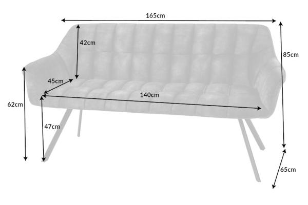 Jedálenská lavica PAPILLON 165 cm, šedá, zamat