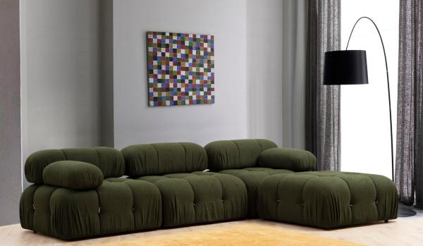 Dizajnový taburet BUBBLE 95 cm s opierkou, zelená, tkanina