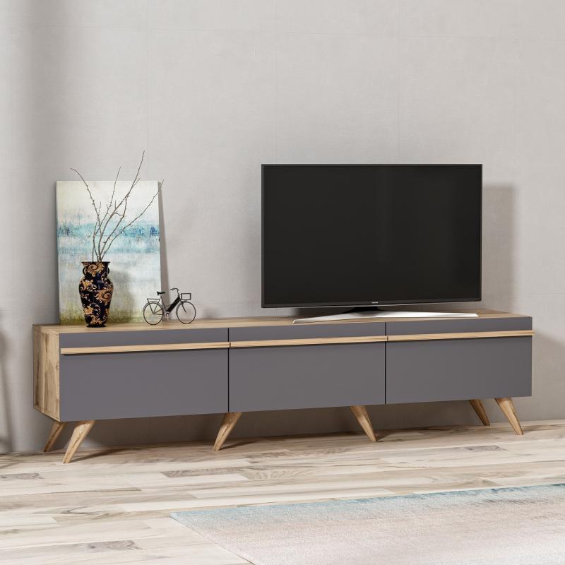 Dizajnový TV stolík AMSTERDAM 180 cm, MDF, antracit
