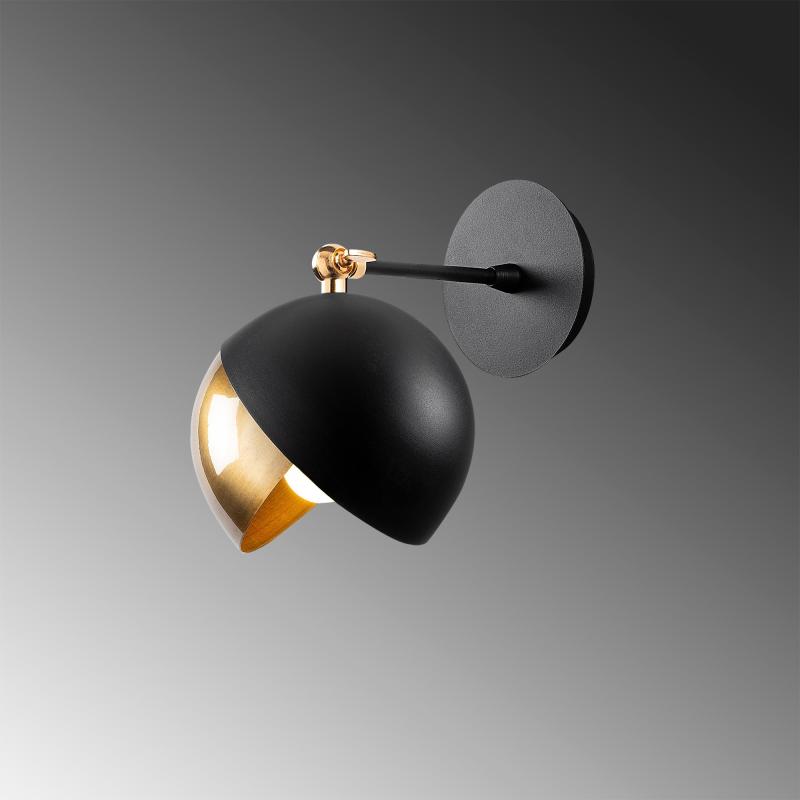 Dizajnová nástenná lampa BERSTE 26 cm, čierna, zlatá