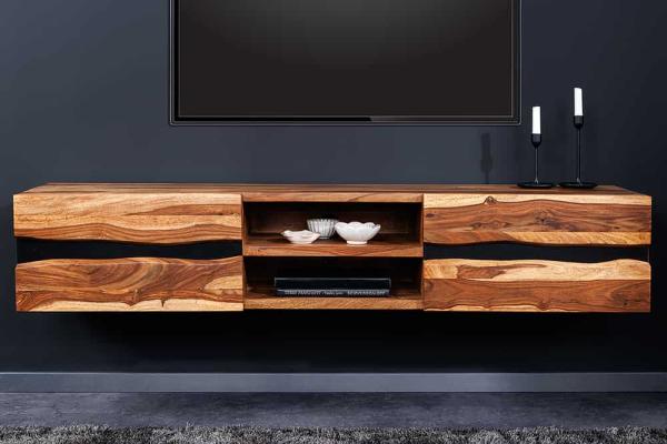 Masívny závesný TV stolík AMAZONAS 160 cm, sheesham