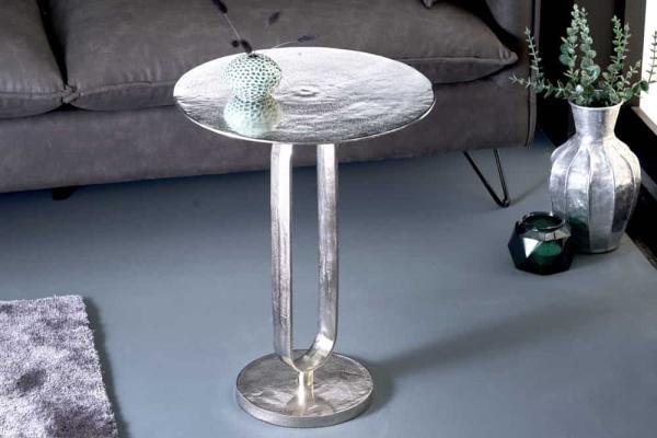 Okrúhly príručný stolík ELEGANCE 60 cm, strieborný