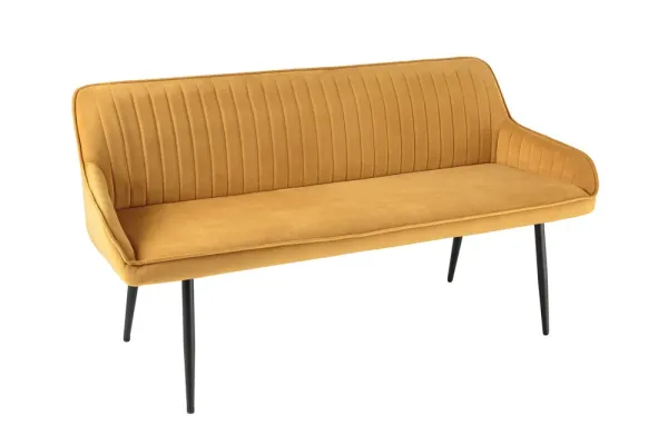 Dizajnová lavica TURIN vintage 160 cm, horčicovo žltá, zamat