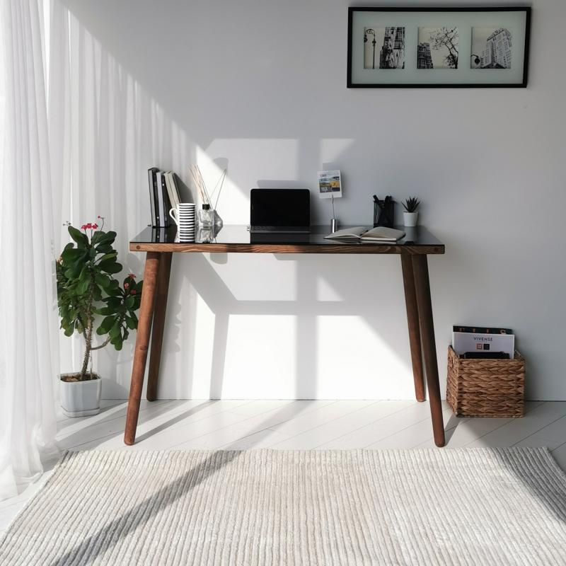 Masívny pracovný stôl CALISMA 110 cm, borovica, hnedý