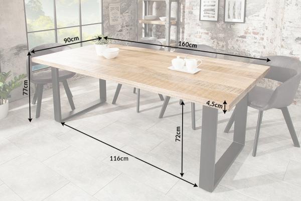 Dizajnový jedálenský stôl IRON CRAFT 160 cm mango, prírodný