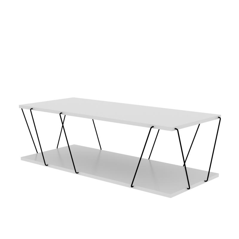 Moderný konferenčný stolík CANAZ 120 cm, MDF, biely, čierny