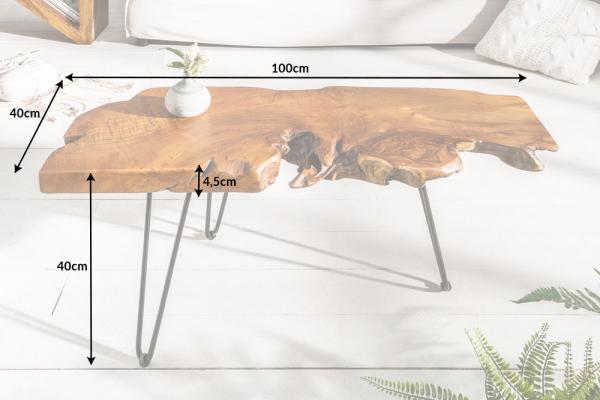 Masívny konferenčný stolík WILD 100 cm teak, prírodný