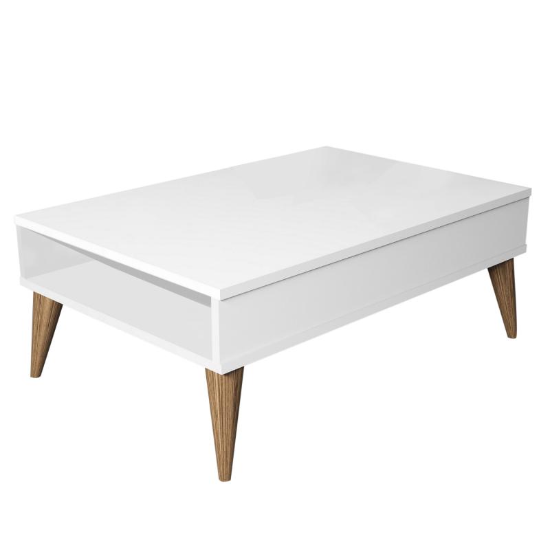 Elegantný konferenčný stolík BEST 90 cm, MDF, biely