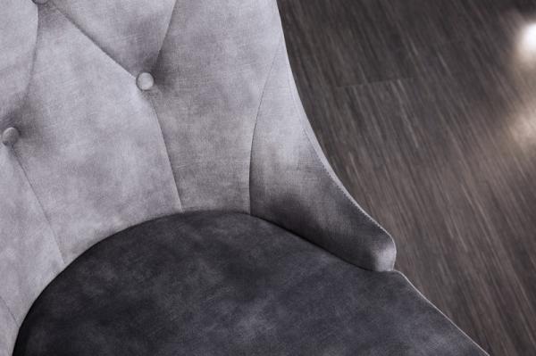 Elegantná stolička MODERN BAROQUE II, šedá zamat, nerezová oceľ