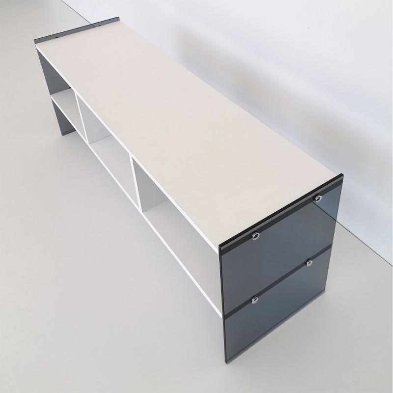 Elegantný TV stolík WHITE 120 cm, MDF, biely, matný