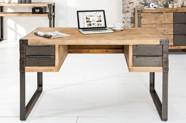 Priemyselný dizajnový písací stôl FACTORY 135 cm vápenný akáciový